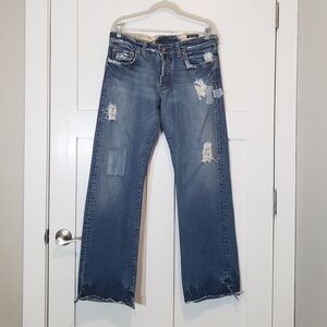 Guess Premium Distressed Patches Midrise Medium Rise Jeans Men's Size 34 X 33